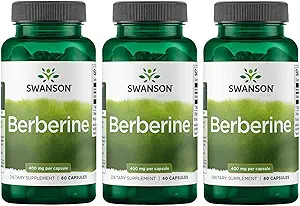 Swanson Berberine - Gestandaardiseerde 97% Berberine HCl- 400 mg Elke - 60 capsules 3 flessen