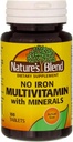 Mélange naturel de vitamines multiples avec des comprimés minéraux Pas de fer - 100 comprimés, boîte de 3