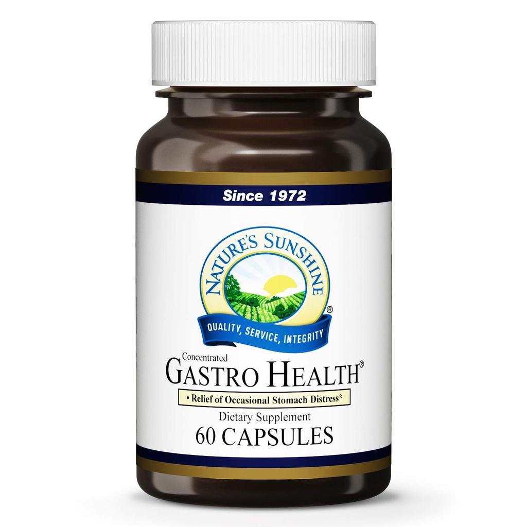 Nature's Sunshine Gastro Health Concentrate, 60 Capsules | Powerful Natural Blend Delivers 800mg of Unique Herbs Shown to Provide Occasional Indigestion and Heartburn Relief