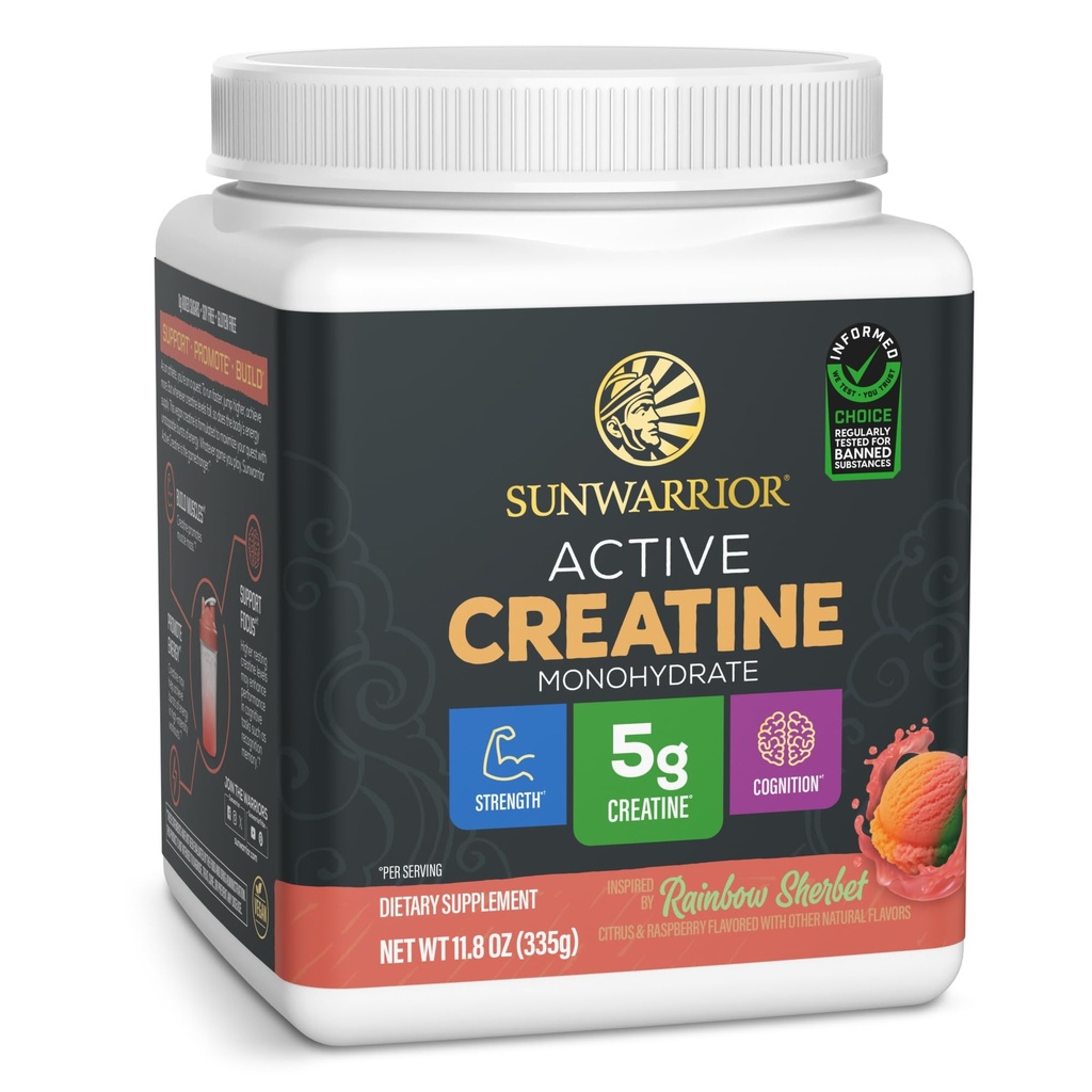 Creatine Monohydrate Powder Micronized PreWorkout Recovery Supplement | Support Muscle Building Strength Training Cognition | Vegan & Keto Friendly Easily Mixes Rainbow Sherbert Flavored Creatine