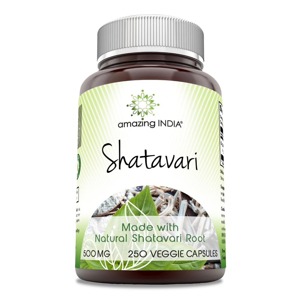 Verbazingwekkend India Natural Shatavari 500 Mg per Serving 250 Veggie Capsules Supplement