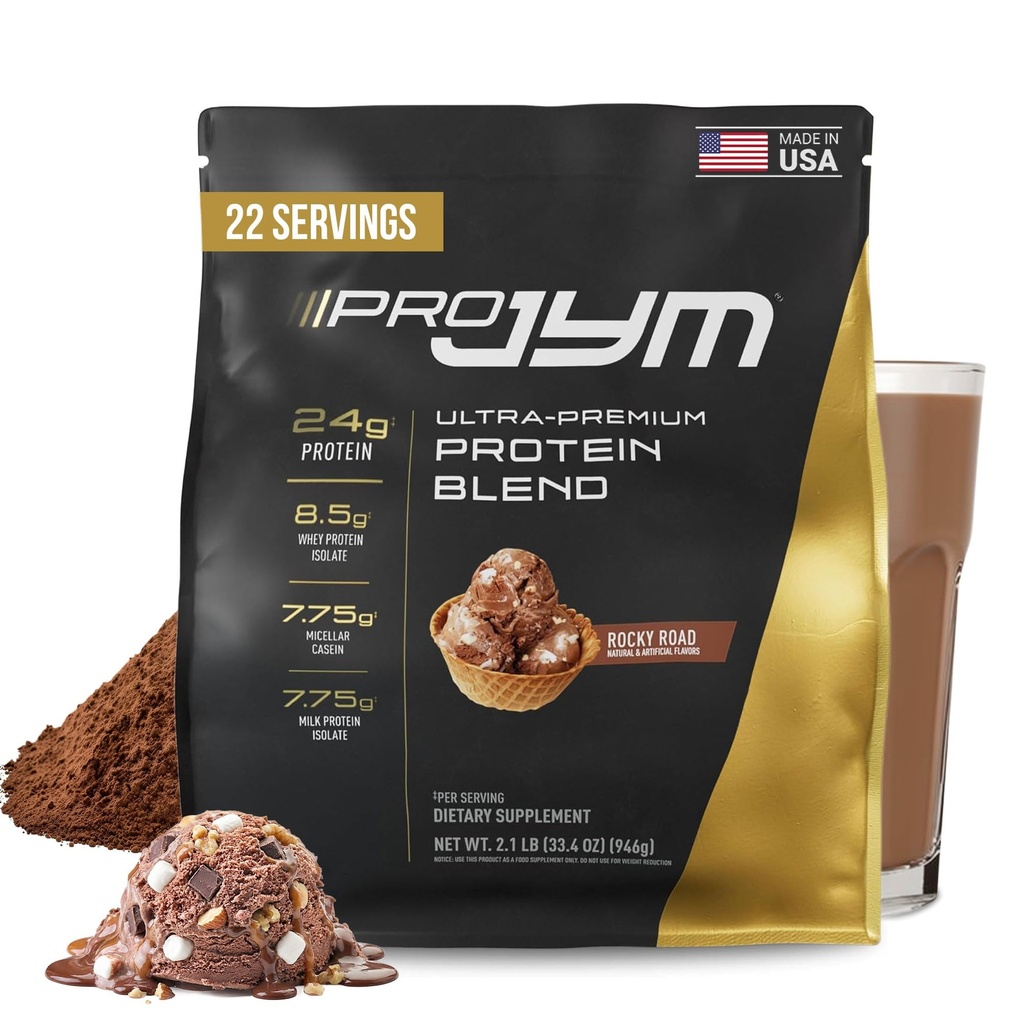 JYM Supplement Science Pro JYM Rocky Road Protein Powder - Whey Protein Isolates, Casein, & Milk Protein, Lean Muscle Building for Men & Women, 22 Servings | Micellar Casein & Milk Protein Isolate, Lean Muscle Building, Pre & Post Workout Nutrition, Men & Women