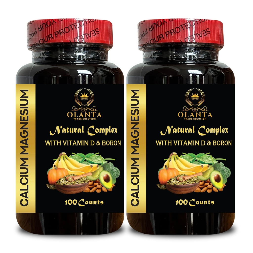 Calcium Magnesium – Essential Mineral Blend - Natural Brain Supplement, Citrate for Muscles, Nerves, & Energy, Amino Acid chelate - Vitamin D3-2 Bottles 200 Capsules
