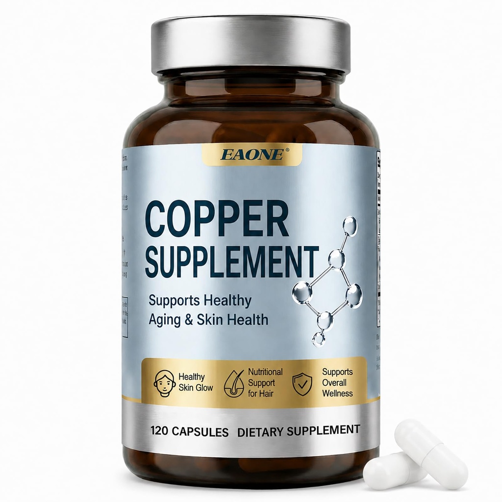 EAONE GHK-Cu Copper Peptide Supplement, 120mcg High Purity GHK Cu Capsules for Hair Health and Scalp Vitality, Promotes Youthful Glow, Support Skin Elasticity, Non-GMO, 120 Vegan Capsules