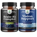 Bundle of Nootropic Memory Supplement for Brain Support and Advanced Eye Supplement for Adults Vision - Vitamin B 12 Bacopa Monnieri Rhodiola Rosea DMAE - Lutein 20mg Eye Health Supplement for Adults