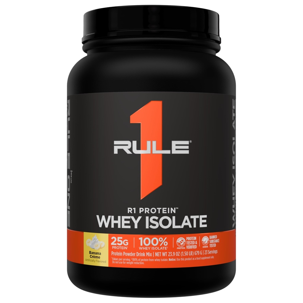 Rule 1 Proteins R1 Protein Whey Isolate, Banana Creme, 23 Servings | 25g of Protein from Whey Isolates and Hydrolysate isolates for Workout Recovery and anytime use