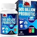 Probiotica voor mannen, 500 Miljard CFU & 12 Heren Probiotica voor de spijsverteringsgezondheid + 4 Biologische Prebiotische Vezel, voor de spijsvertering, Gut, Immune Health, Opgeblazen, Gas, Energie Ondersteuning, Plank Stabiel - 60 Capsules