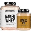 NAKED Strawberry Whey Protein Powder 5LB (61 Servings) + PB Powdered Peanut Butter 2LB (76 Servings) – Grass-Fed; Bulk; Non-GMO; Gluten Free; Soy Free; Vegan