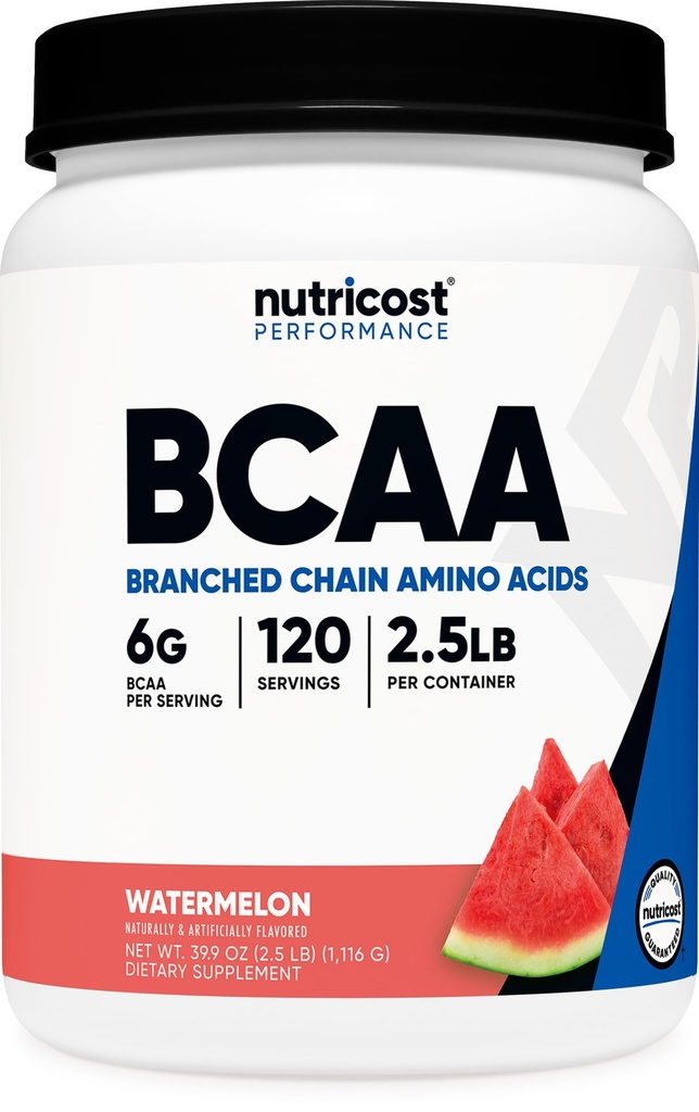 Nutricost BCAA Poeder 2:1:1 (Watermeloen, 120 porties) - Glutenvrij, niet-GMO, vegetarisch