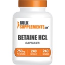 BulkSupplements.com Bétaine HCl Capsules - Supplément de chlorhydrate de bétaine pour le soutien digestif, Bétaine HCl 750mg - Sans gluten, 1 Capsule par portion, 240 Capsules (paquet de 1)