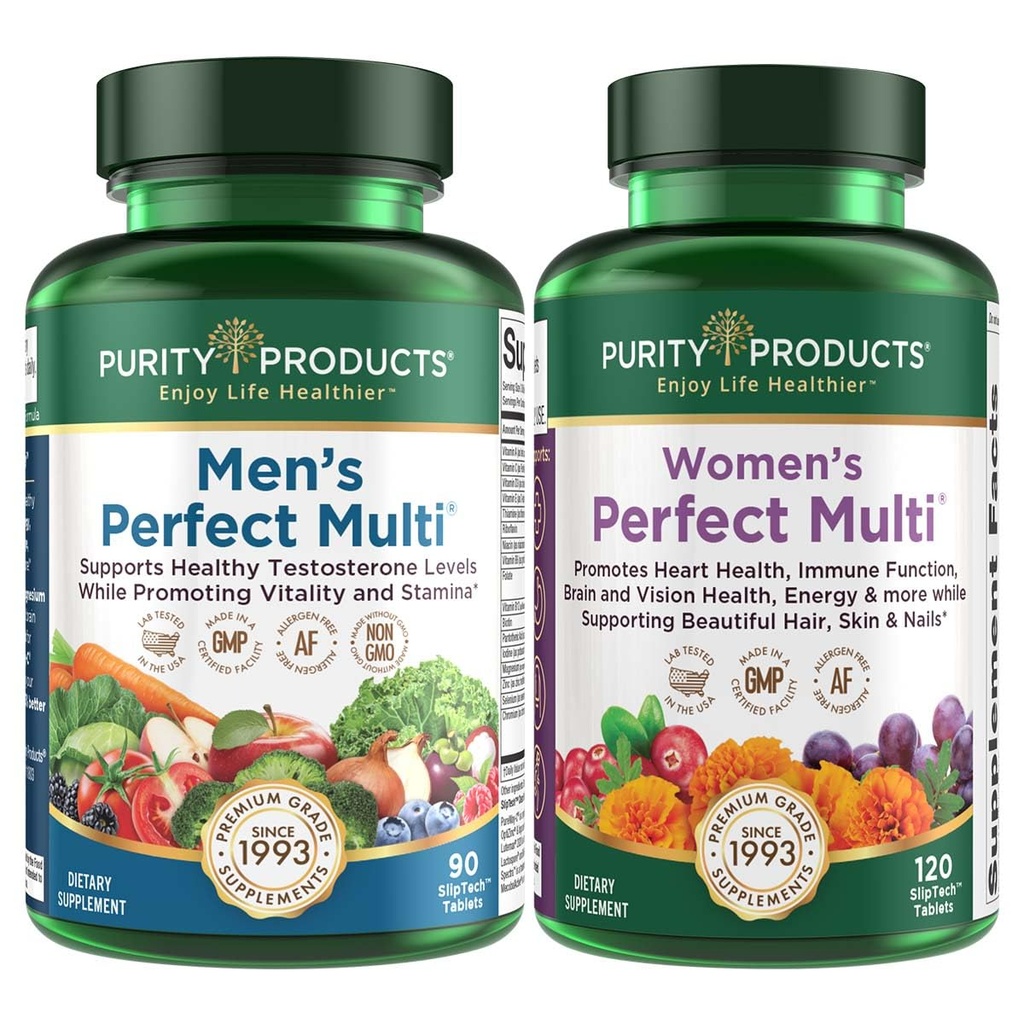 Zuiverheid Producten Bundel - Mannen Perfect Multi + Vrouwen Perfect Multi - Mannen - Ondersteunt gezonde vitaliteit, Energie + Meer - Vrouwen - Ondersteunt Urinaire Tract Gezondheid, Immuniteit, Haarhuid Nagels + Meer