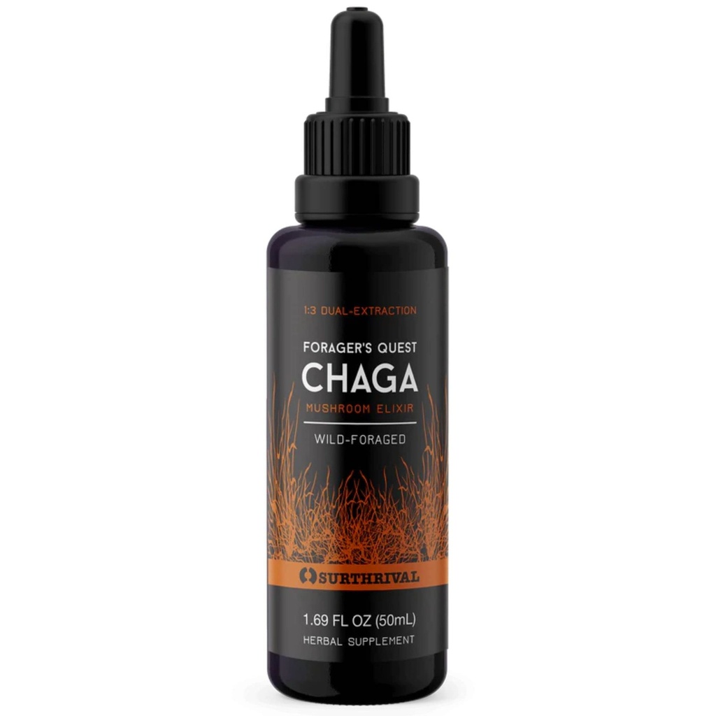 Surtrival: Chaga Mushroom Extract Forager's Quest, 50 ml, Met de Natuur van Immune-Boosting, Anti-Viral, Anti-Fungal Medicinal Mushroom