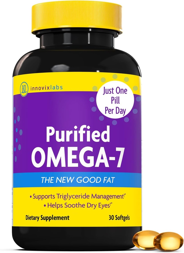 InnovixLabs Purified Omega 7 Supplement - 210 mg Omega-7 Palmitoleïnezuur, Visolie voor Metabolisme en triglyceriden Ondersteuning, essentiële vetzuren, IFOS goedgekeurd, 30 Softgels