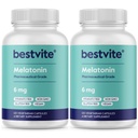 BESTVITE Melatonine 6mg (240 Vegetarische Capsules) (120 x 2) - Geen Stearates - Veganistisch - Niet GGO - Glutenvrij