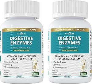 800 mg Digestieve enzymen voor mannen en vrouwen met probiotica en prebiotica, 8 belangrijke enzymen, Protease, Amylase en Lipase 180 capsules - A 60-dagen supply for Bloating & Gas Relief - Non-GMO