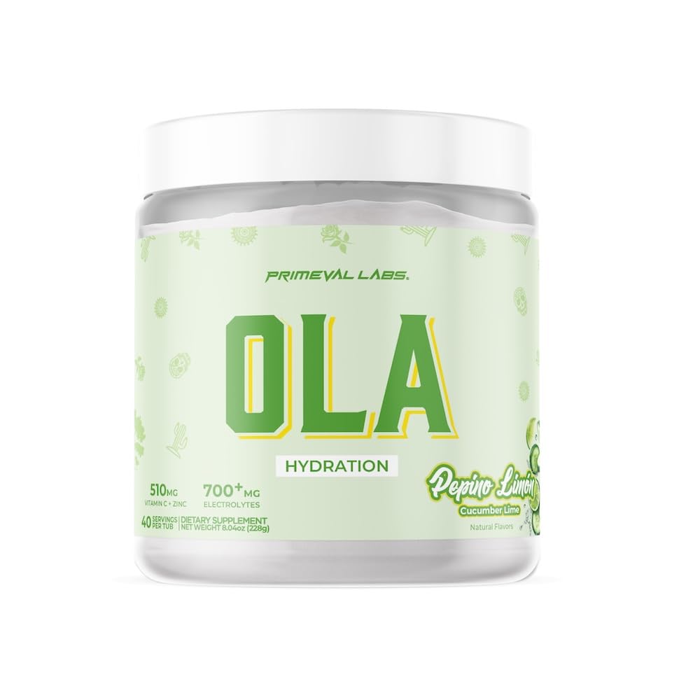 Primeval Labs Ola Pepino Limon Electrolyte Powder | Vitamin C & Zinc | Agua Fresca | 40 SRV