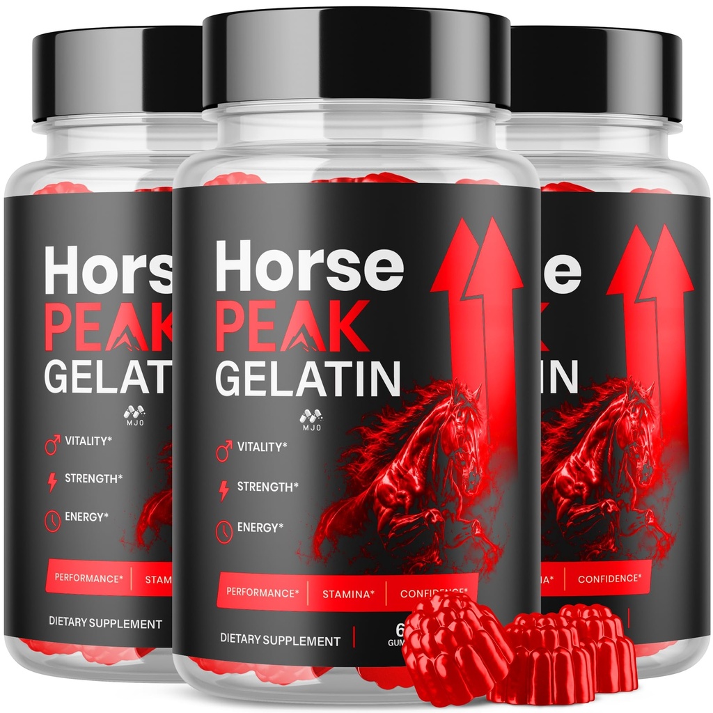 (3 Pack) Horse Peak Gelatin Gummies, Official Horse Peak Gummys with All Natural Ingredients, Advanced Formula Maximum Strength Supplement Natural Active Lifestyle Support Multivitamins (180 Gummies)