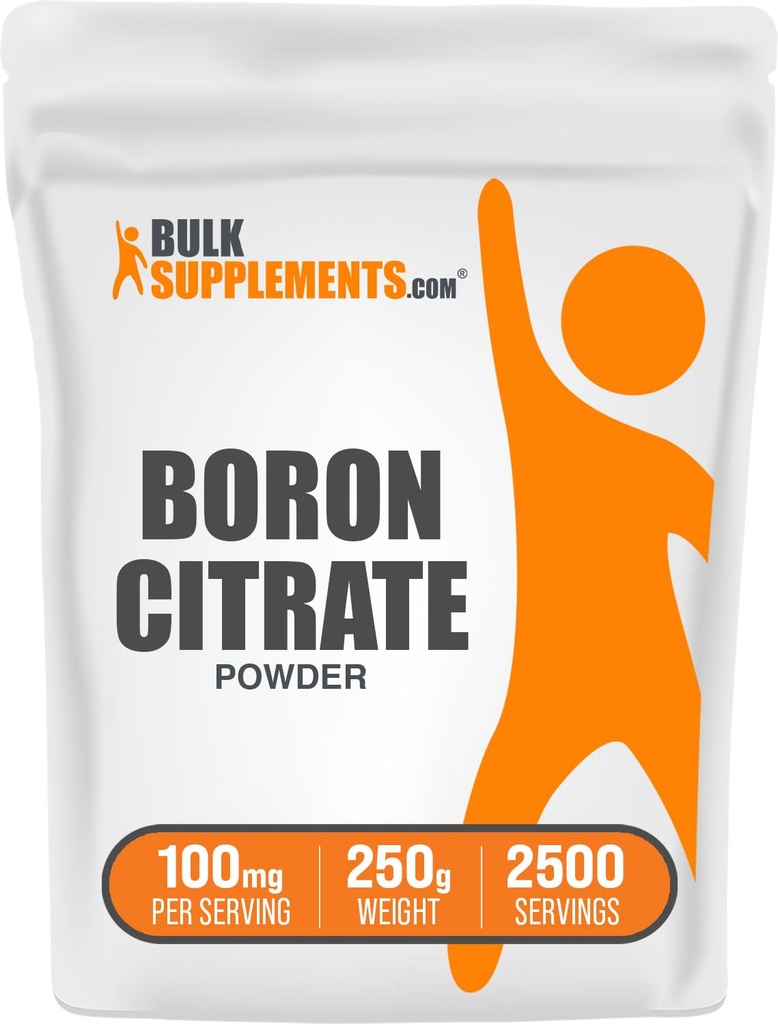 BulkSupplements.com Citrate de bore en poudre - Supplément de bore pour les hommes et les femmes, grade alimentaire - pour le soutien des os et des articulations, 100mg par portion, 250g (8,8 oz) (paquet de 1)