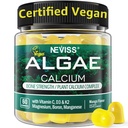 Calcium Gummies for Women + Magneisum Vitamin D3 K2, C, Zink, Boron, Sustainable Algen (3rd Party Tested) for Bone Strength, Nerve, Calcium Absoption, Sugar Free Calcium Supplement, Vegan, 60 Counts