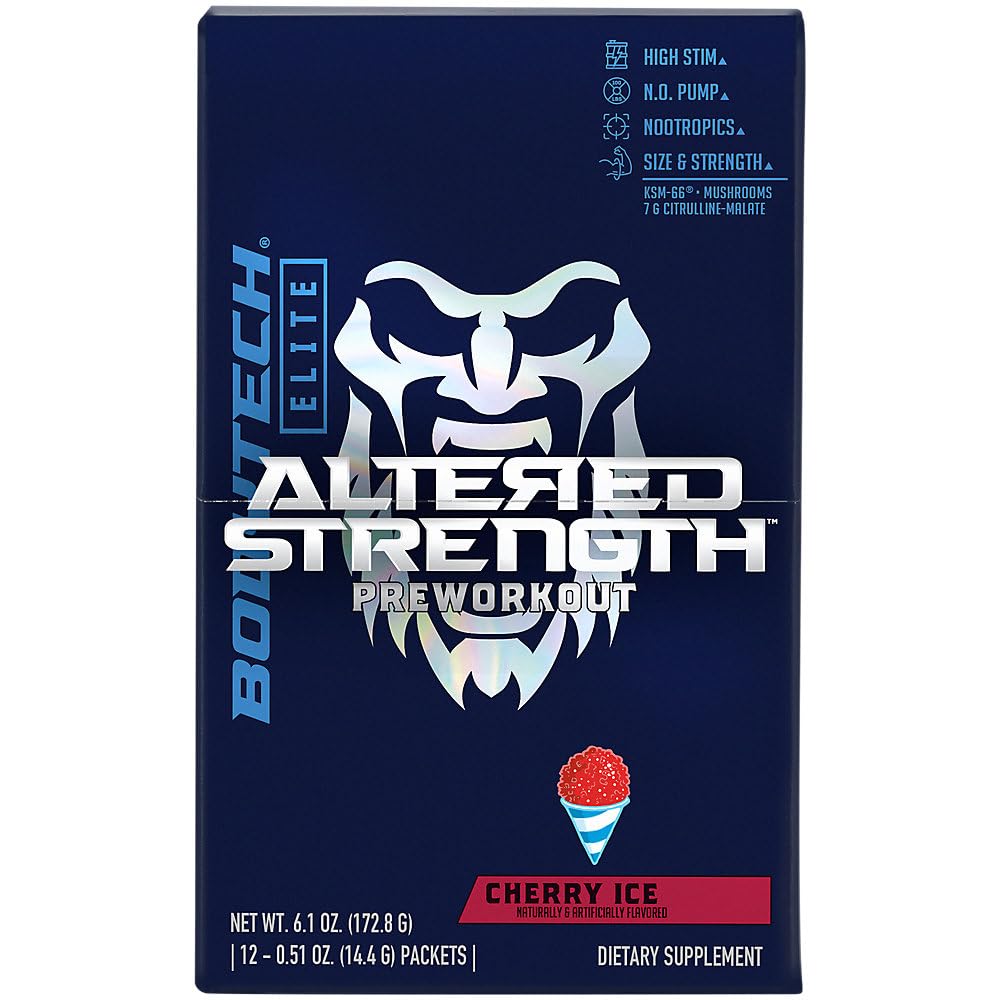 Altered Strength Preworkout with Nootropics a" Cherry Ice (12 Single-Serving Packets)