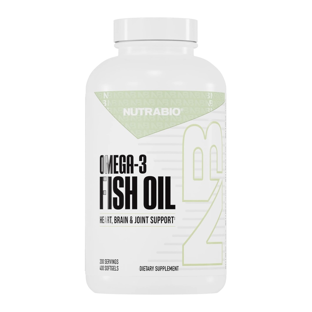 NutraBio Omega 3 Visolie Supplementen, 2000mg, 400 Softgels - EPA DHA Omega 3 Vetzuur Supplement om een gezond hart te ondersteunen