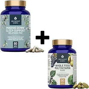 Overvloedige aarde Whole Food Multivitamine en Minding Down Slaap Ondersteuning Capsules