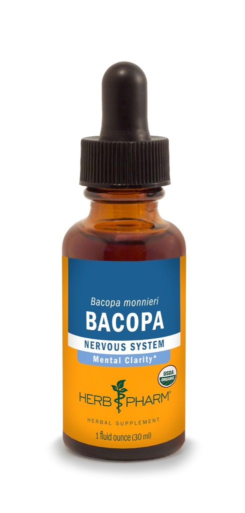 Extrait liquide de Bacopa biologique certifié Herb Pharm pour le soutien du cerveau - 1 once (DBAC01)