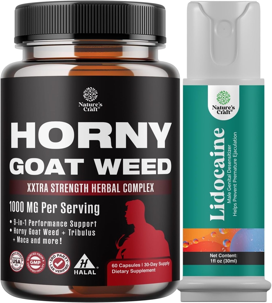 Bundle of Horny Geit Weed Extract Complex for Men and Women Enhanced Energy and Uithoudingsvermogen and Black Maca Root Capsules for Men - Innovatoring Drive Mood & Energy Booster for Men