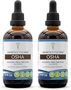 Geheimen van de stam OSHA Tinctuur Alcoholvrije Liquid Extract, Responsible gekweekte OSHA (Ligusticum porteri) Gedroogde Wortel (2x4 FL OZ)