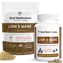 Real Paddestoelen Lions Mane for Humans (60 Servings) and Pets (120ct) - Powder & Capsules Bundle for Cognition & Immunity - Vegan, Non-GMO, Glutenvrije, Grain-Free Mushroom Extract Supplementen