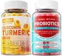 Suikervrij Kurkuma Curcumin Gevulde Gummies + Sugar Gratis Probiotica Gummies