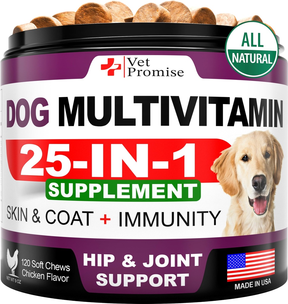 Hond Multivitamine Kauwbaar met Glucosamine - Hond Vitaminen en Supplementen - Senior & Puppy Multivitamine voor Honden - Honden Gezamenlijke Ondersteuning Gezondheid - Immuniteit - Mobiliteit - Energie - Gut - Huid - 120 Kauwen