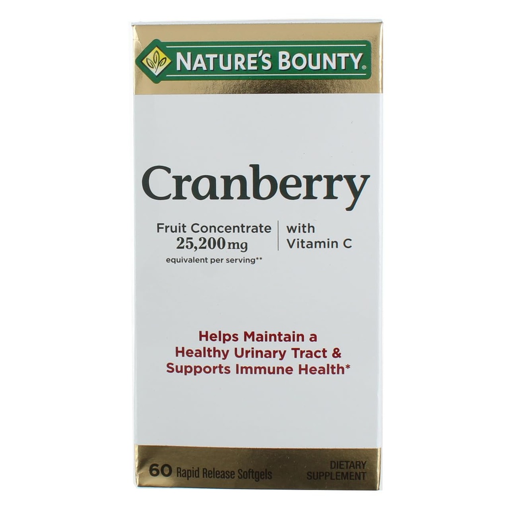 Nature's Bounty Cranberry Dieetsupplement 60 Zachte Gels (pakket van 2)