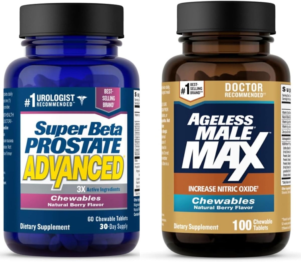Super Beta Prostaat Geavanceerde en Ageless Man Max Nitric Oxide Booster Kauwbare Supplementen