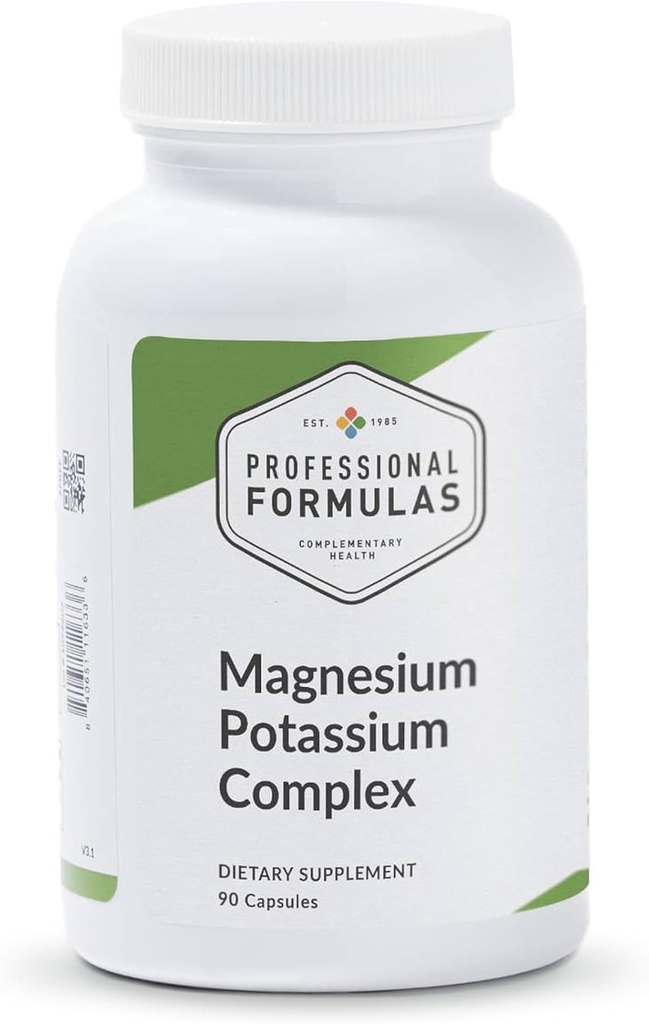 Professionele Formules Magnesium Kalium Complex .Highly Absorbable Magnesium (Malate & Citrate) en Kalium Citraat Ondersteunt Gezonde Spier, Zenuw, Hart, en Elektrolyte Balance 90 Capsules