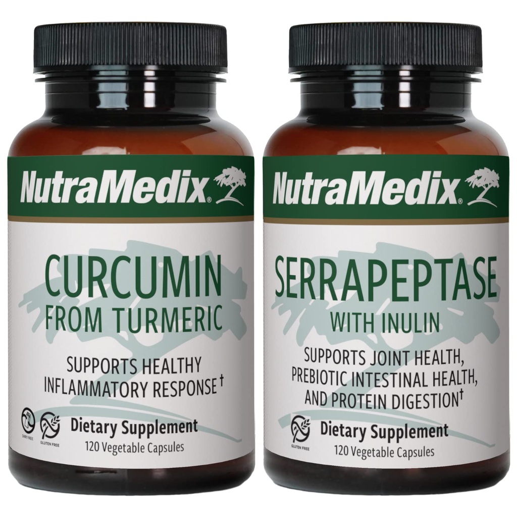 NutraMedix Joint Support Bundle - Inclusief Curcumin van Kurkuma en Serrapeptase Enzyme Support Capsules voor gezamenlijke ondersteuning en gezonde ontstoken respons ondersteuning - 2-Piece supplement set