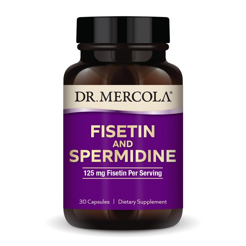 Dr. Mercola Fisetin en Spermidine, 30 capsules 125 mg Fisetin, Non-GMO, Glutenvrij, Sojavrij