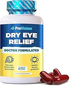 Omega 3 droge oogsupplementen door ProVision - Oogvitaminen voor droge ogen met Omega 3 Supplement - Dry Eye vitamines Gemaakt met Omega 3 Fish Oil voor oogondersteuning - ProVision Dry Eye Relief - 60 Softgels