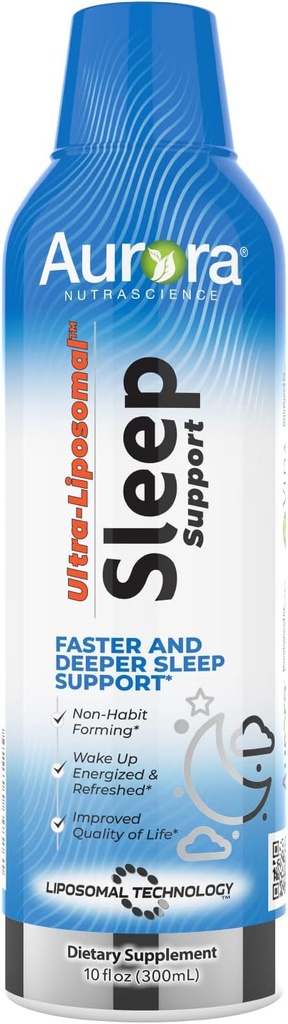 Vida Lifescience Aurora Nutrascience Ultra-liposomale slaaphulp Support, Inclusief Melatonine, L-Theanine, Ashwagandha en Calming kamille, kamille, 30 Servingen, 10 fl oz