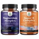 Ensemble de supplément de sommeil Magnésium haute absorption - Magnésium calme sans mélatonine pour le sommeil et multivitamine complexe de vitamine B pour Imune Support Mood Boost et Supplément Mémoire
