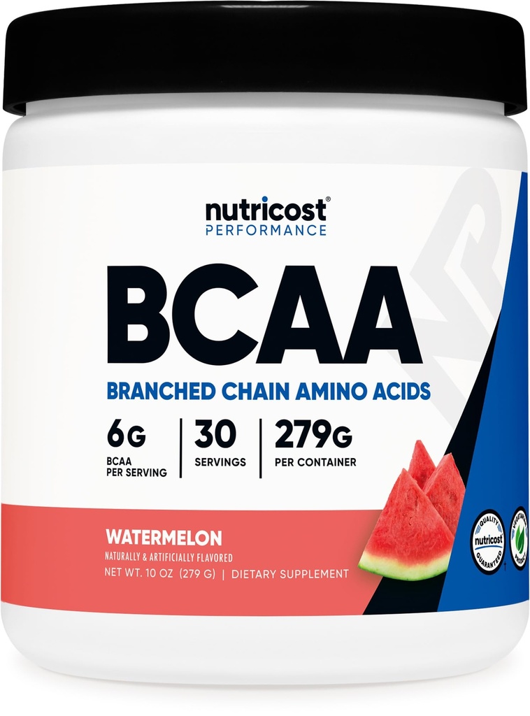 Nutricost BCAA Powder (Watermelon, 30 Servings) - Optimal 2:1:1 Ratio