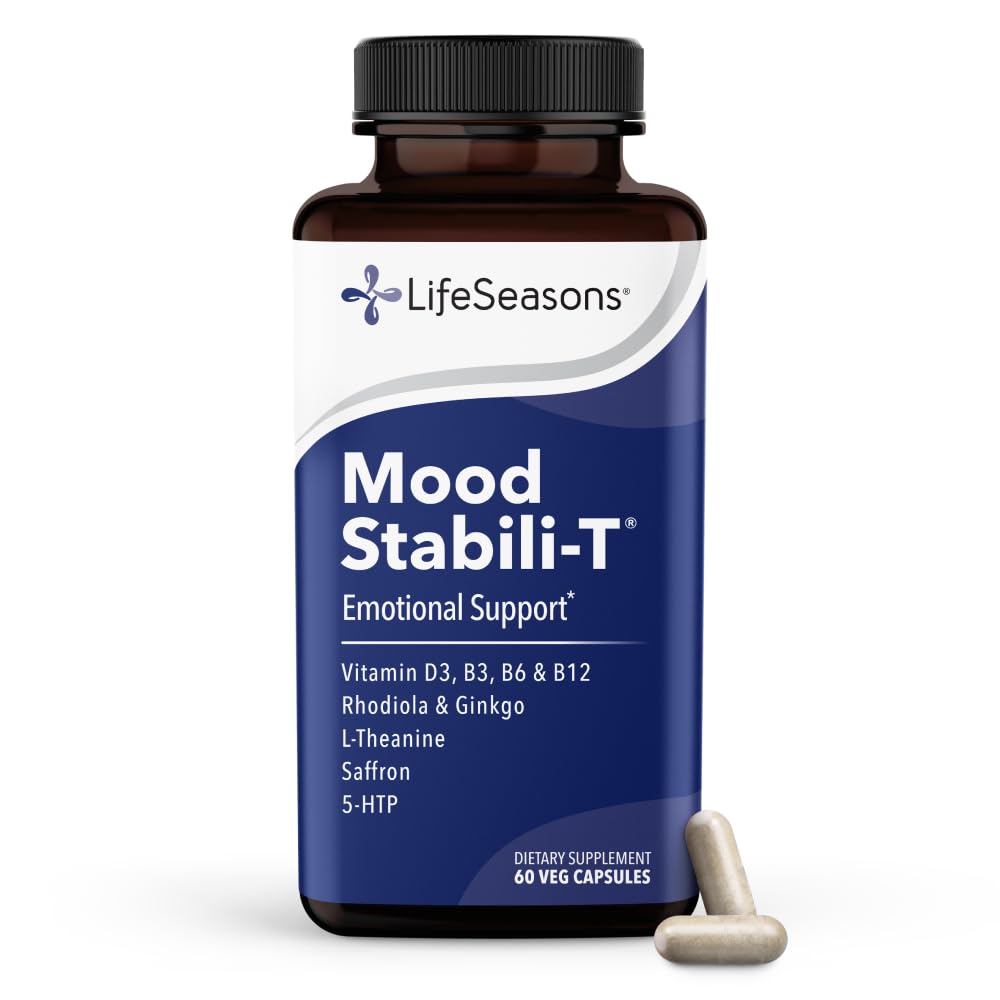LifeSeasons - Mood Stabili-T - Positive Mood Booster - Enhanced Calmness and Happiness - Relaxed and Balanced Mind - Bevat Rhodiola, Ginkgo Biloba, en vitamine D3 - (60 capsules)