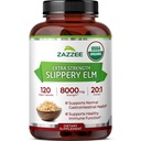 Zazzee USDA Organic Slippery Elm Bark 20:1 Extrait, 8000 mg de force, 120 capsules végétaliennes, 4 mois d'approvisionnement, normalisé, concentré 20X Extrait, 100% végétarien, tout naturel, non-OGM, Fabriqué aux États-Unis