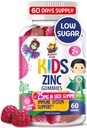 Zink Gummies voor kinderen - Kauwbare Zink Gummy Supplement voor kinderen Immuun Ondersteuning - Low Sugar Natural Antioxidant Non-GMO vitamine kauwtabletten voor peuters & tieners - 60 Gummies
