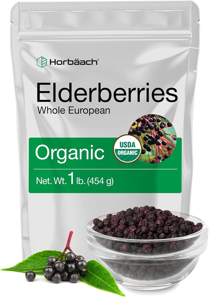 Horbäach Vlierbessen Gedroogd Biologische Bultzak van 1 lb Gehele Europese 