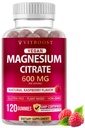 Vitboost Magnesium Citrate Gummies 600mg - 120 Count Vegan Magnesium Gummies for Relaxation & Muscle Support - Natural Raspberry Flavor - Non-GMO, Gluten Free, Plant Based