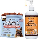 Natural Dog Company Wild Alaska Salmon Oil & Probiotic Chews for Dogs Bundle: Zalmolie & Probiotica - Gezonde huid en jas en spijsvertering gezondheid Combo voor honden van alle rassen en maten