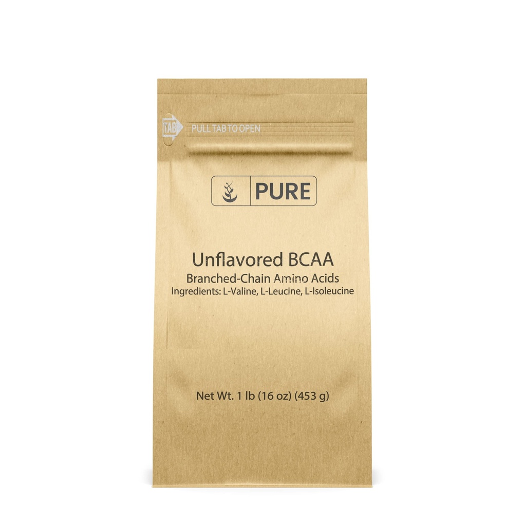 Ingrédients originaux purs non aromatisés instantanés BCAA (1 lb) poudre, Acides aminés essentiels à chaîne ramifiée, supplément