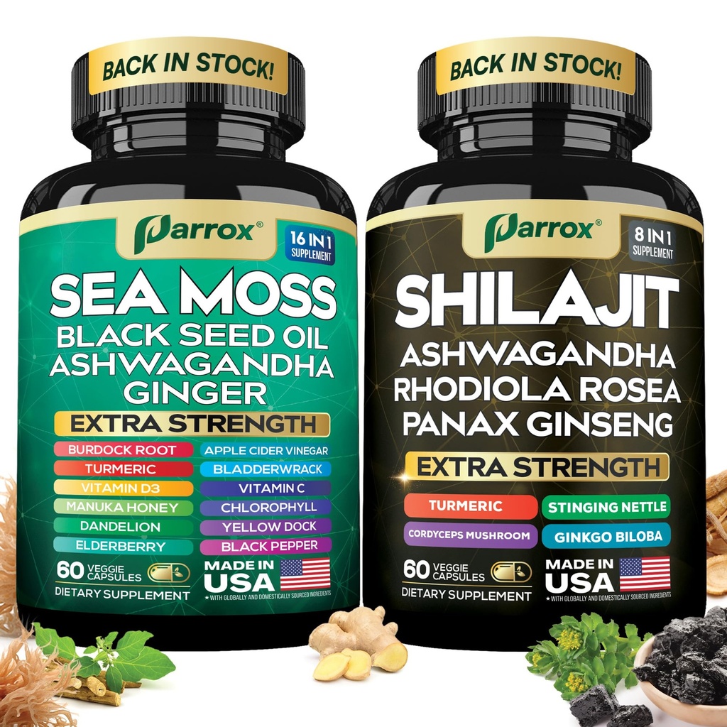 Shilajit & Sea Moss Bundle, Black Seed Oil & Ashwagandha, Dynamic Vitality