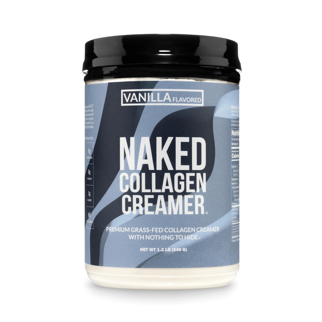 Naked Collageen Coffee Creamer - Vanille Collageen Creamer voor koffie - Dairy-Free, Glutenvrij, GGO-vrij - Ondersteuning van haar, huid en nagels - 40 porties